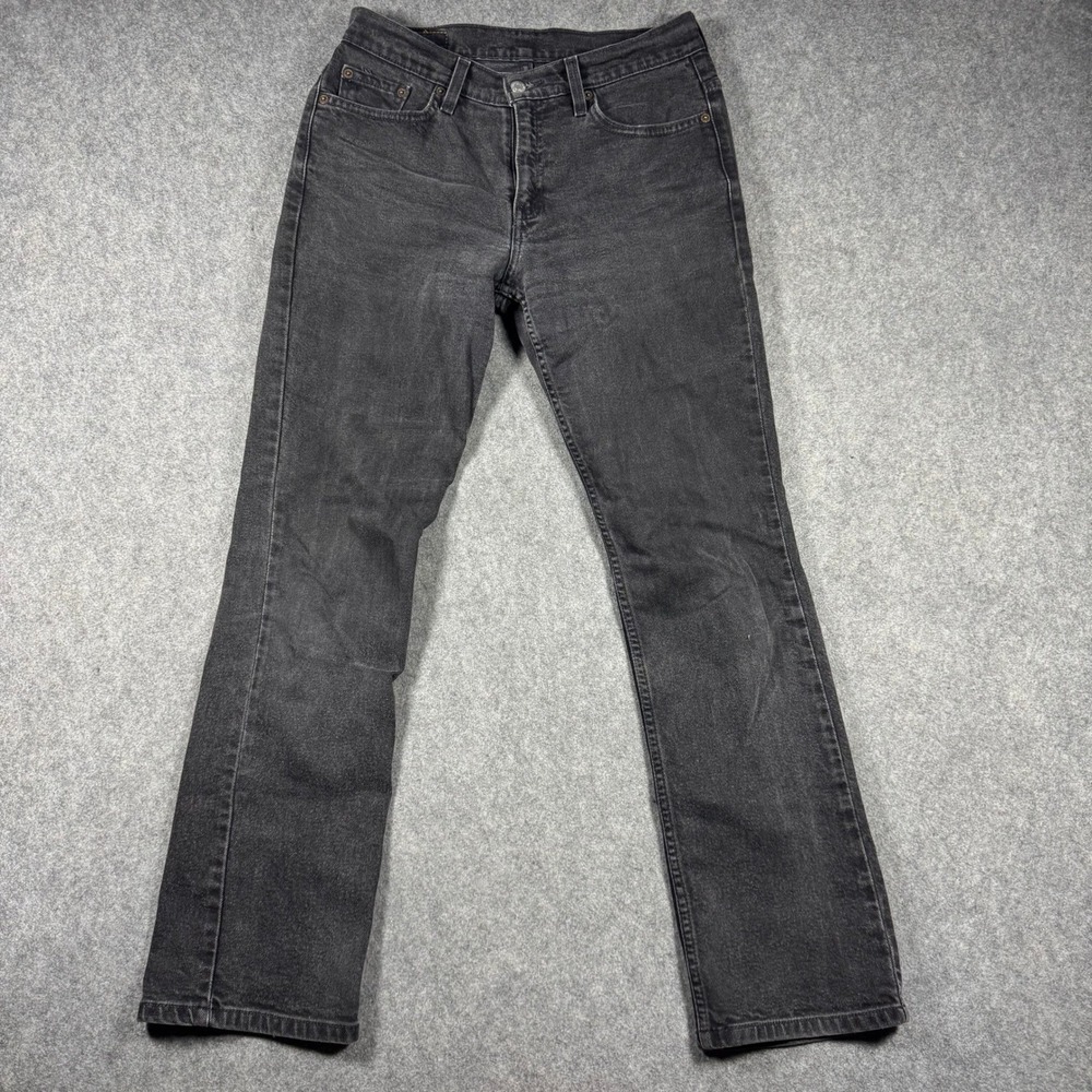 Vintage Levis 505 Slim Fit Straight Leg Jeans Mens 28x30 Faded Black Denim Y2K